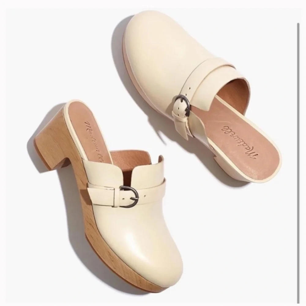 Madewell The Monique Buckle Clog in Bone Size 7 - Picture 2 of 15
